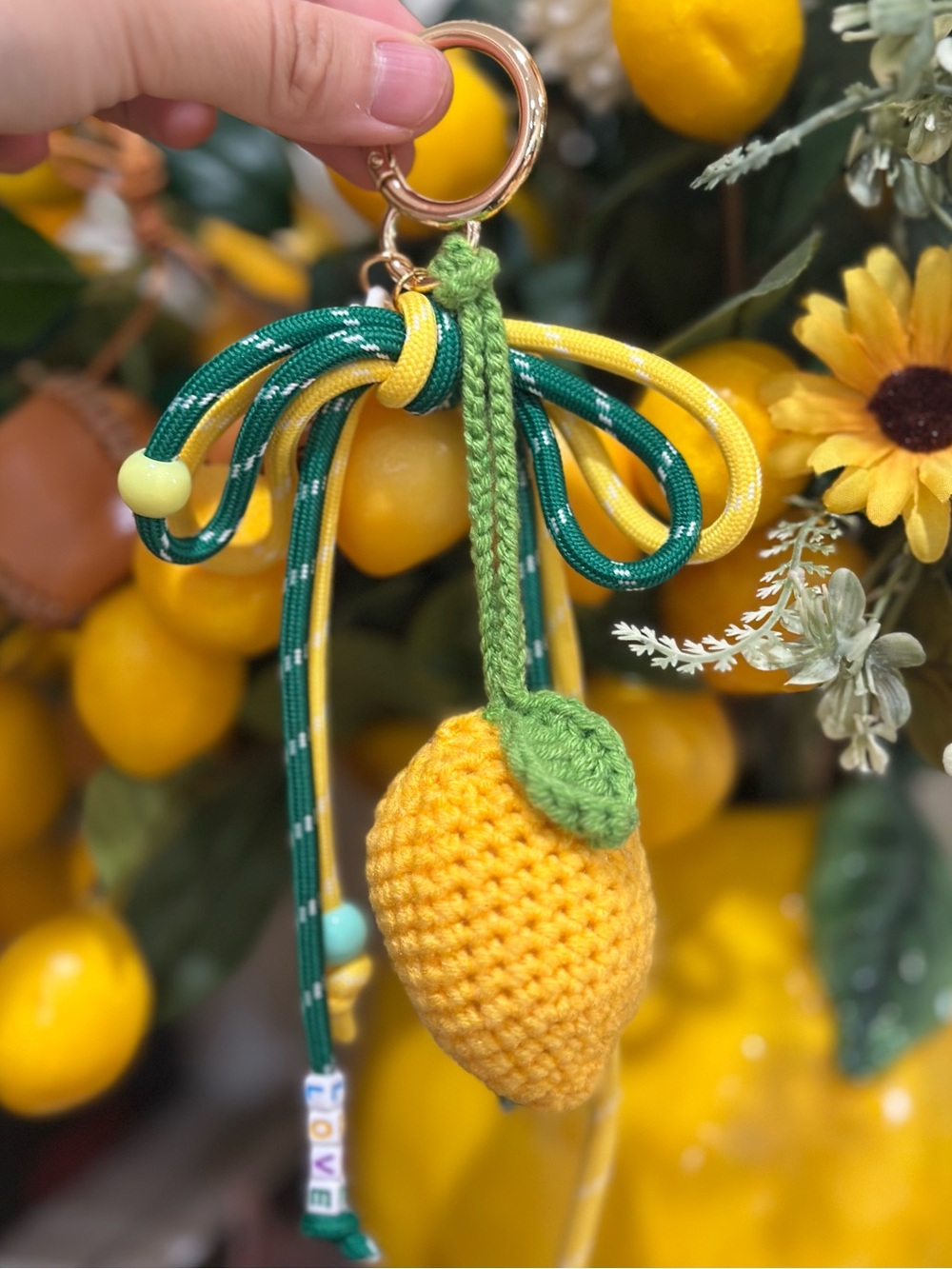 Handmade Lemon Crochet Keychain Bag Charm